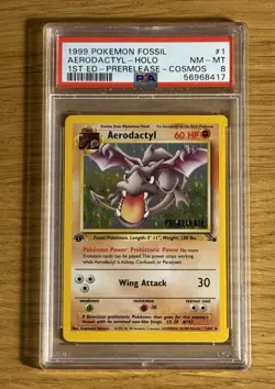 1999 Pokemon Fossil Aerodactyl 1 1st Edition Holo Card Magneton Zapdos PSA 8 9 - Image 2