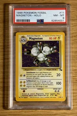 1999 Pokemon Fossil Aerodactyl 1 1st Edition Holo Card Magneton Zapdos PSA 8 9 - Image 4