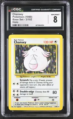CGC 8 Chansey 1999 Base Set 3/102 Holo Pokemon Card - Image 1
