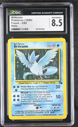 CGC 8.5 Articuno 1999 Fossil 2/62 Holo Pokemon Card - Image 1