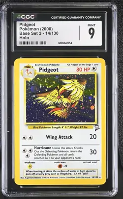CGC 9 MINT Pidgeot 2000 Base Set 2 14/130 Holo Pokemon Card - Image 1