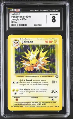 CGC 8 Jolteon 1999 Jungle 4/64 Holo Pokemon Card - Image 1