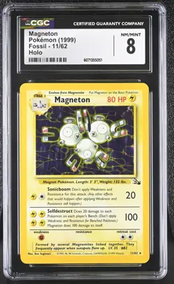 CGC 8 Magneton 1999 Fossil 11/62 Holo Pokemon Card - Image 1
