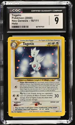 CGC 9 MINT Togetic 2000 Neo Genesis 16/111 Holo Pokemon Card - Image 1