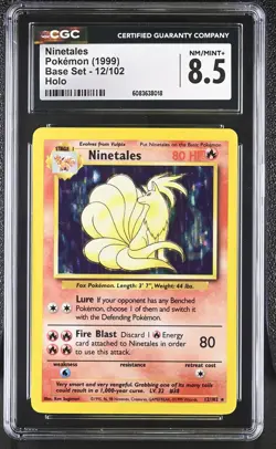 CGC 8.5 Ninetales 1999 Base Set 12/102 Holo Pokemon Card - Image 1