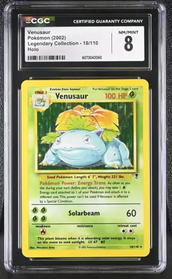 CGC 8 Venusaur 2002 Legendary Collection 18/110 Holo Pokemon Card - Image 1