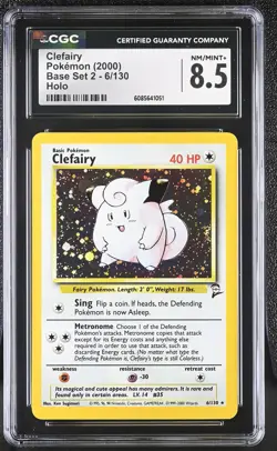 CGC 8.5 Clefairy 2000 Base Set 2 6/130 Holo Pokemon Card - Image 1