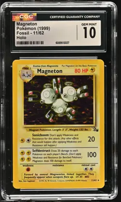 CGC 10 GEM MINT Magneton 1999 Fossil 11/62 Holo Pokemon Card - Image 1