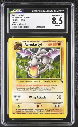 CGC 8.5 Aerodactyl 1999 Fossil 1/62 Holo Pokemon Card - Image 1