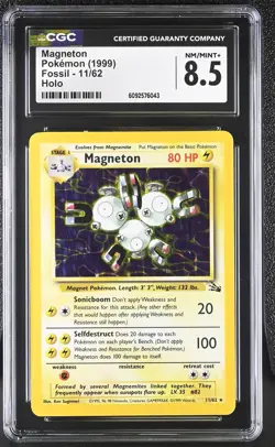 CGC 8.5 Magneton 1999 Fossil 11/62 Holo Pokemon Card - Image 1