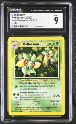 CGC 9 MINT Bellossom 2000 Neo Genesis 3/111 Holo SWIRL Pokemon Card - Image 1