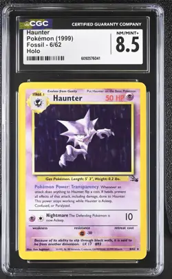 CGC 8.5 Haunter 1999 Fossil 6/62 Holo Pokemon Card - Image 1