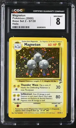CGC 8 Magneton 2000 Base Set 2 9/130 Holo Graded Pokemon Card - Image 1
