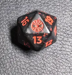 MTG Spider-Man Universes Beyond Spindown Black And Red Dice Die D20 Life Counter - Image 1