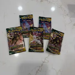 Lot Of 5x New, Sealed Pokemon TCG Evolving Skies Booster Pack Sylveon & Umbreon - Image 1