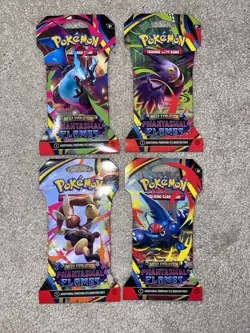 4 Factory Sealed Pokemon Mega Evolution Phantasmal Flames Sleeved Booster Packs - Image 1