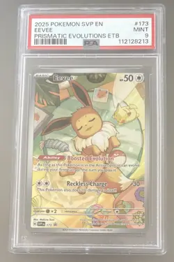 PSA 9 MINT EEVEE Prismatic Evolutions ETB Black Star Promo #173 SVP EN Pokemon - Image 1