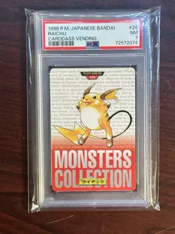 1996 POKEMON CARDDASS VENDING RAICHU PSA 7 Pocket Monsters Japanese BANDAI - Image 1