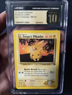 Lt. Surge's Pikachu 84/132 - Pokemon Gym Challenge CGC 10 PRISTINE POP 10 - Image 1