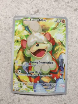 POKEMON TWILIGHT MASQUERADE ILLISTRATION RARE HISUIAN GROWLITHE IR 181/167 - Image 1