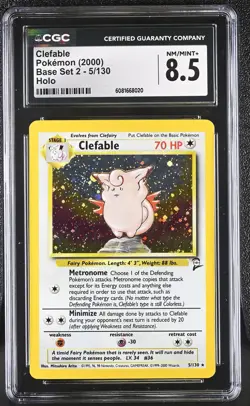 Pokemon CGC 8.5 Clefable 2000 Base Set 2 5/130 Holo Rare - Image 1