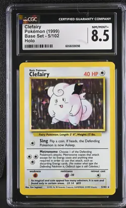 Pokemon CGC 8.5 Clefairy 5/102 - Base Set, 1999 Holo Rare - Image 1
