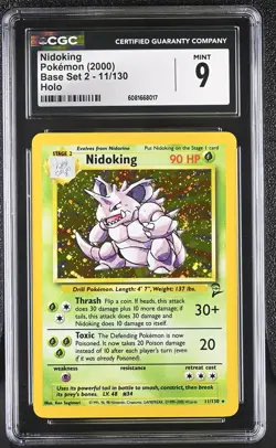 Pokemon CGC 9 Nidoking 2000 Base Set 2 11/130 SWIRL - Image 1