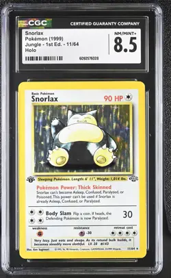 CGC 8.5 Snorlax 1999 Jungle 1st Edition 11/64 Holo Pokemon Card - Image 1