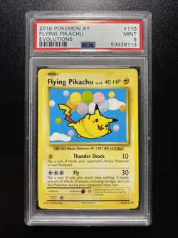 Pokemon TCG Flying Pikachu Card Evolutions 110/108 Regular Secret Rare, PSA 9 - Image 1