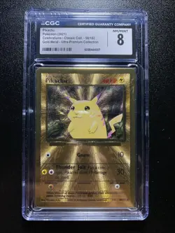 CGC 8 NM-MT Pikachu 58/102 Celebrations Gold Metal Ultra Premium Pokemon Card - Image 1