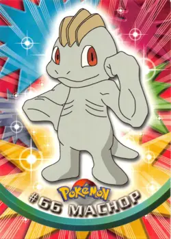 MACHOP #66 - BLUE Logo - NON-HOLO - SERIES 1 - TOPPS Pokemon Card - LP/P - Image 1