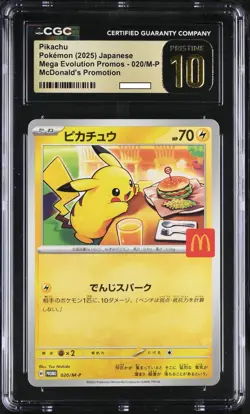RESERVED LISTING CGC PRISTINE 10 Pikachu 020/M-P Japanese Mcdonald's Pokemon - Image 1