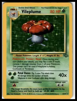 Vileplume Pokemon Jungle Unlimited 15/64 Rare LP - Image 1