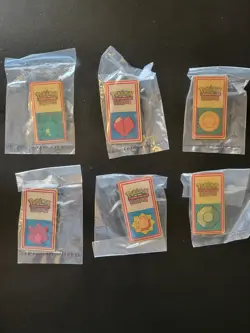 Pokemon League Kanto Gym Badge Pins WOTC Nintendo Lot Of 6 Vintage Sealed - Image 1