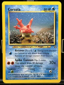 Corsola 37/75 Neo Discovery Regular Uncommon 2000 WOTC Pokemon TCG LP - Image 3