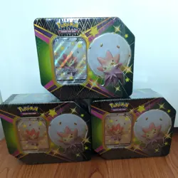 3x Pokemon TCG Shining Fates Eldegoss V Premium Collection Tin - Factory Sealed! 728192527081 - Image 1