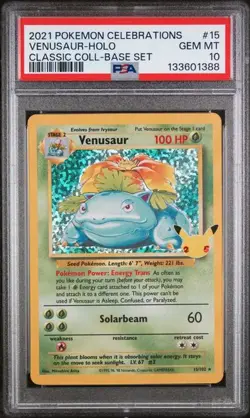 2021 Pokemon Venusaur 15/102 Celebrations: Classic Collection Holo PSA 10 - Image 1