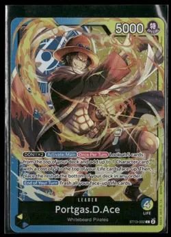 ONE PIECE ENGLISH CARD GAME HOLO CARD Portgas.D.Ace ST13-002 Leader L EN NM- - Image 1