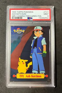 PSA 9 MINT Ash Ketchum Holo TOPPS TV #TV1 Pokemon Card TCG - Image 1