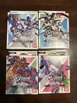 GUNDAM TCG CARD GAME STARTER DECKs SET OF FOUR ST01 ST02 ST03 ST04 ENGLISH - Image 1