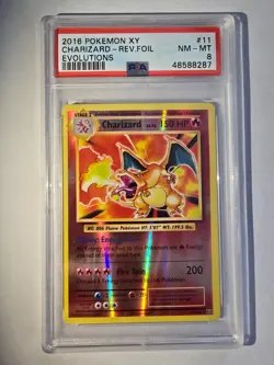 2016 POKEMON XY EVOLUTIONS #11 CHARIZARD-REVERSE FOIL PSA 8 - Image 1