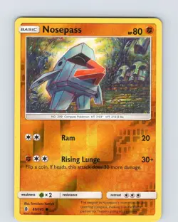 Pokemon TCG Nosepass S&M Guardians Rising 69/145 Reverse Holo Common Card NM - Image 1