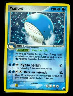 Pokemon TCG EX Legend Maker 2006 Wailord 14/92 Holo Rare Card NM- with Swirl - Image 1