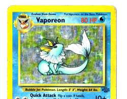 Rare 1999 Pokemon Jungle Vaporeon evolve from Eevee 12/64 Holo Card - Image 2