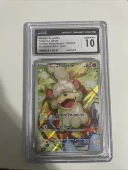 Hisuian Growlithe Card 181/167 Twilight Masquerade CGC Gem Mint 10 - Image 1