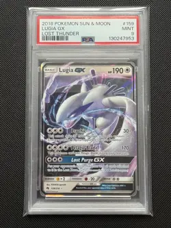 PSA 9 Lugia GX 159/214 Sun & Moon Lost Thunder Pokemon Card - Image 1