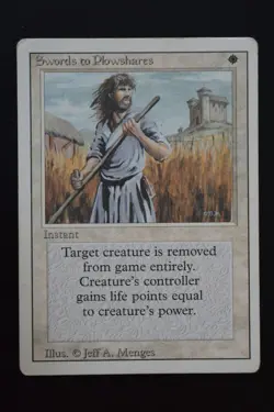 Magic The Gathering MTG SWORDS TO PLOWSHARES Revised HP Damaged - Image 1