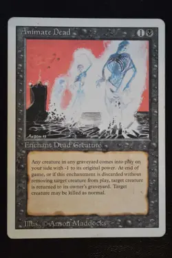 Magic The Gathering MTG ANIMATE DEAD Revised HP Heavily Played - Image 1