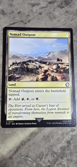 Nomad Outpost Universes Beyond: Fallout Regular Land Uncommon MTG NM - Image 1