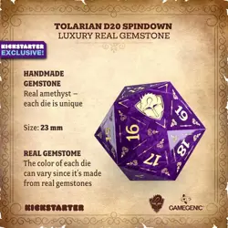 Luxury Amethyst D20 Spindown Tolarian Community College Gemstone - Color Varies - Image 1